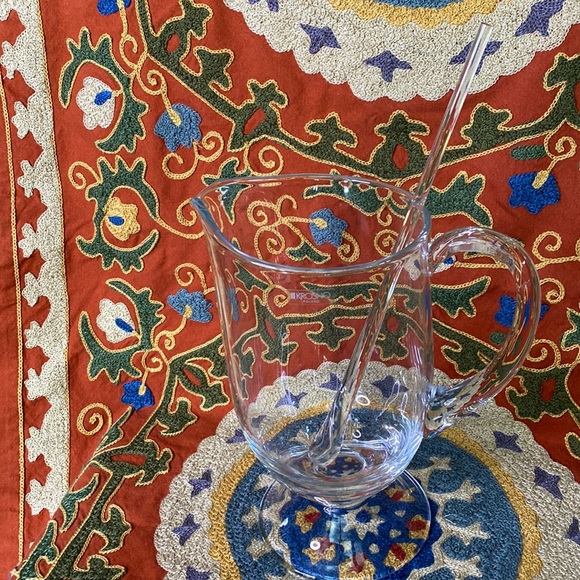 KROSNO Poland Beautiful Glass Drink Pedestal Pitcher with Glass Mixing Stirrer - Picture 5 of 16